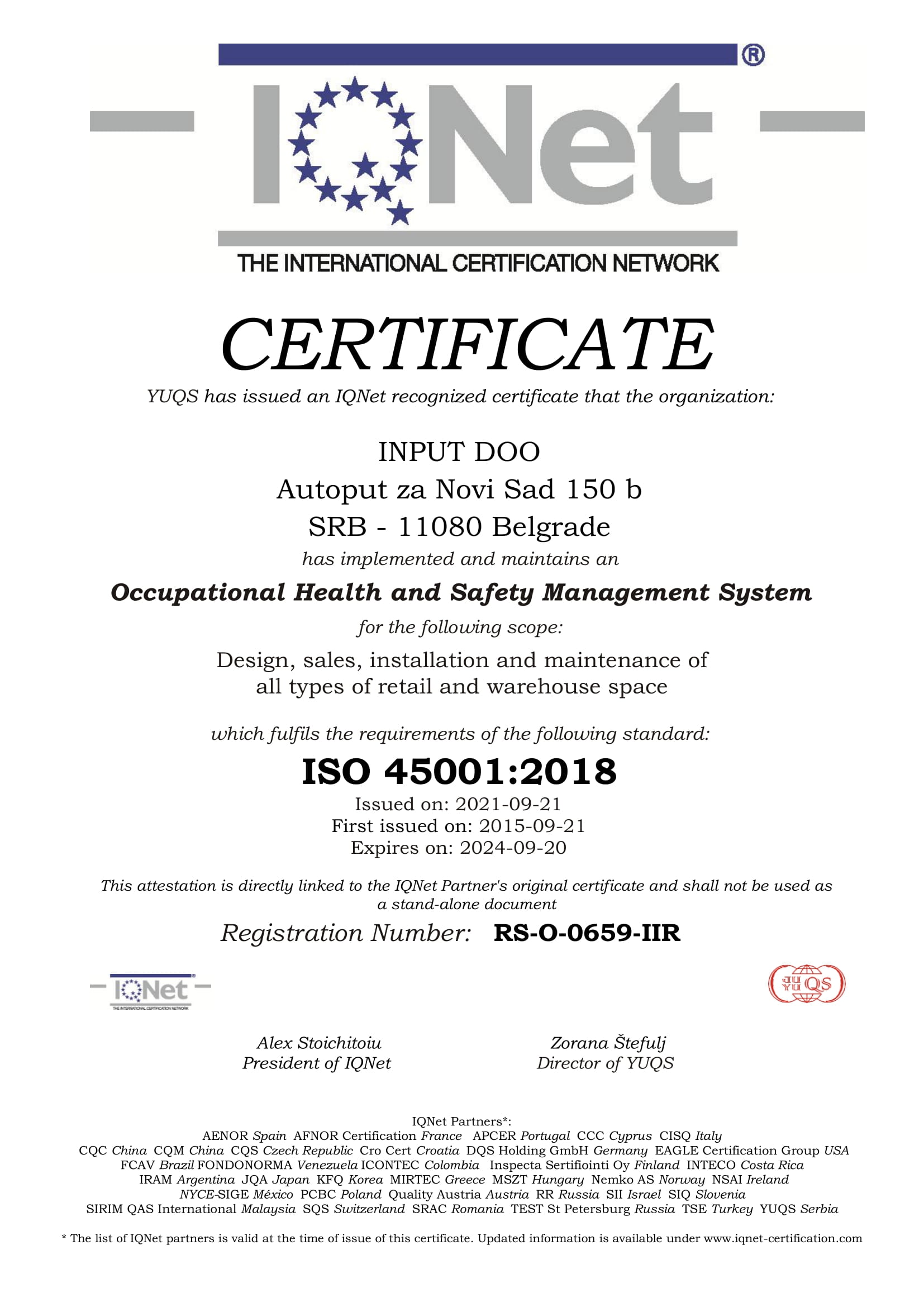 IQNET 45001 INPUT O 21